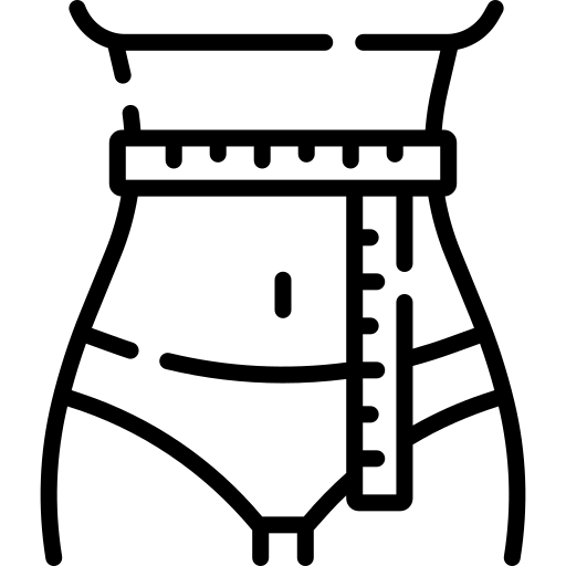 Pictogramme silhouette de femme avec ruban autour de la taille.